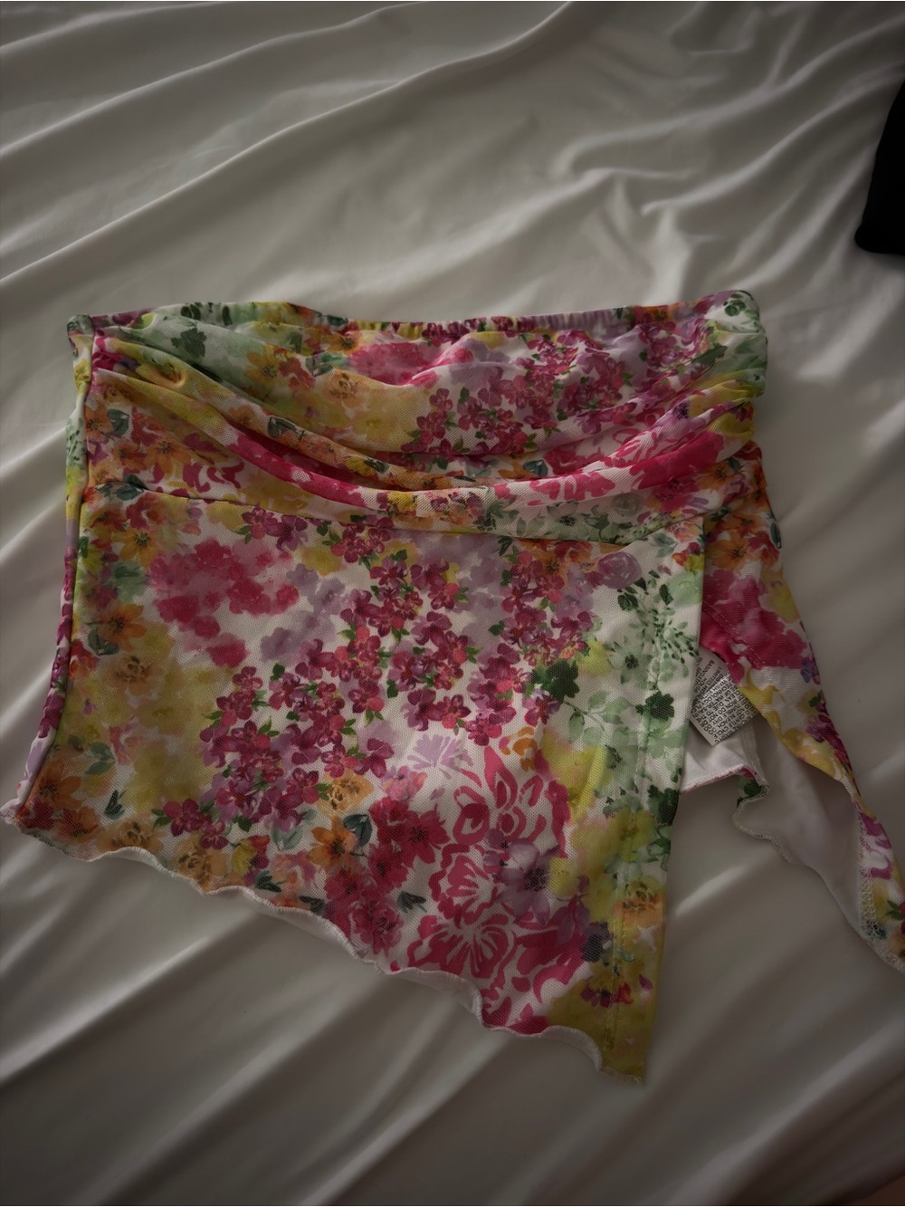 SHEIN Pink Floral Asymmetrical Wrap Mini Skirt